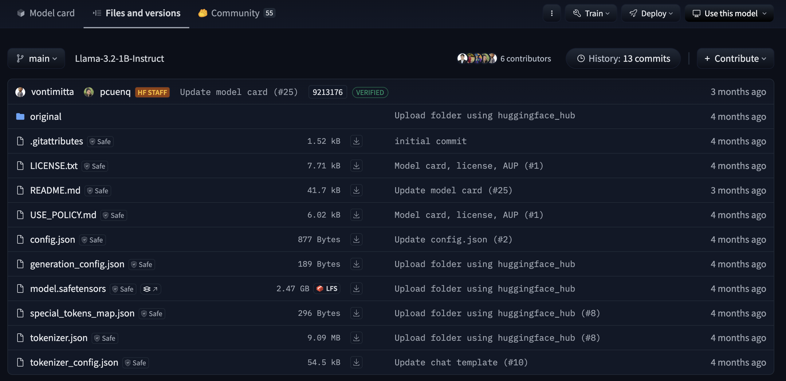 Hugging Face Model Repository Structure
